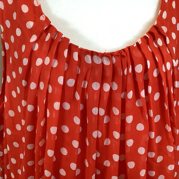 Emma Michele Womens White Polka Dot Red Dress Round Neck Sleeveless Sz 24W Midi - Picture 4 of 12
